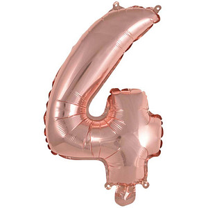 amscan® Folienballon Mini, Zahl 4 rosé, 1 St.