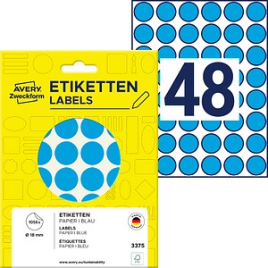 AVERY Zweckform Klebepunkte 3375 blau Ø 18,0 mm, 1.056 St.