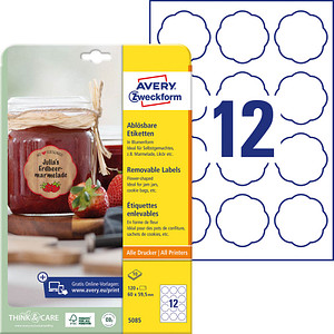 AVERY Zweckform Etiketten 5085 weiß 60,0 x 59,5 mm, 10 Blatt