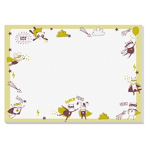 SIGEL Schreibtischunterlage Little Heroes hellgrün Papier 42,0 x 29,7 cm, 30,0 Blatt