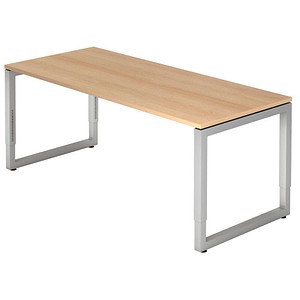 HAMMERBACHER RS19 höhenverstellbarer Schreibtisch eiche rechteckig, O-Fuß-Gestell silber 180,0 x 80,0 cm