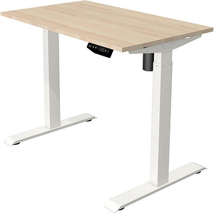 Kerkmann Move 1 elektrisch höhenverstellbarer Schreibtisch ahorn rechteckig, T-Fuß-Gestell weiß 100,0 x 60,0 cm