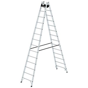 MUNK Stehleiter beidseitig 33028 silber 2x 14 Sprossen, H: 407,0 cm