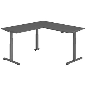 HAMMERBACHER XDSMW1912 elektrisch höhenverstellbarer Schreibtisch grafit rechteckig, T-Fuß-Gestell grau 180,0 x 200,0 cm