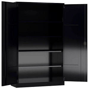 ClassiX Stahlschrank X-530379 tiefschwarz 4 Fachböden 120,0 x 42,0 x 194,5 cm, aufgebaut, 1 St.