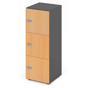HAMMERBACHER Schließfachschrank grafit, buche V234L3/G/6/ZS, 3 Schließfächer 40,0 x 42,0 x 110,0 cm
