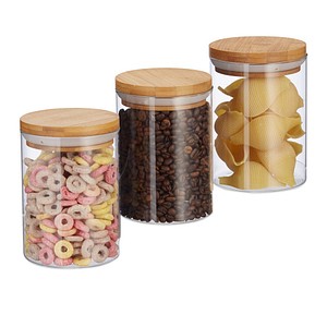 relaxdays Vorratsdosen 14,0 cm hoch transparent 0,6 l, 3 St.