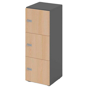 HAMMERBACHER Schließfachschrank grafit, eiche V234L3/G/E/ZS, 3 Schließfächer 40,0 x 42,0 x 110,0 cm