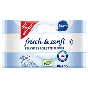 GUT&GÜNSTIG Feuchtes Toilettenpapier frisch & sanft Sensitiv 1-lagig, 2x 70 Tücher