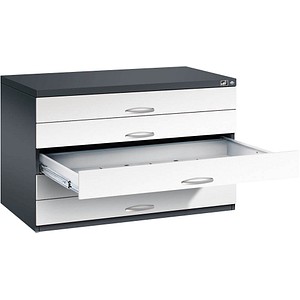 CP 7100 Planschrank schwarzgrau, verkehrsweiß 5 Schubladen 110,0 x 76,5 x 76,0 cm, 1 St.