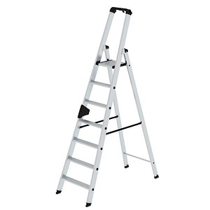 MUNK Stehleiter einseitig 40107 silber 7 Stufen, H: 205,0 cm