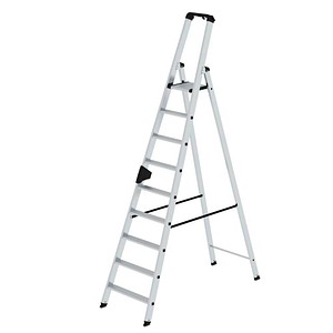 MUNK Stehleiter einseitig 40109 silber 9 Stufen, H: 275,0 cm