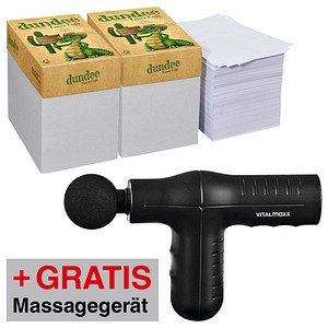 AKTION: dundee Kopierpapier Laser Copy DIN A4 80 g/qm 3x 2.500 Blatt + GRATIS Vitalmaxx Mini Massagepistole