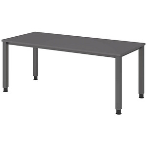 HAMMERBACHER QS19 höhenverstellbarer Schreibtisch grafit rechteckig, 4-Fuß-Gestell grau 180,0 x 80,0 cm