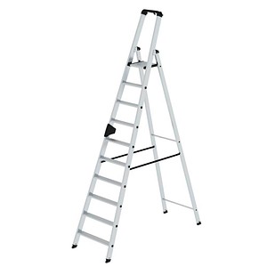 MUNK Stehleiter einseitig 40110 silber 10 Stufen, H: 298,0 cm