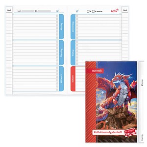 ROTH Hausaufgabenheft Robo Drache für clevere Faule liniert DIN A5 ohne Rand, 104 Blatt, 1 St.