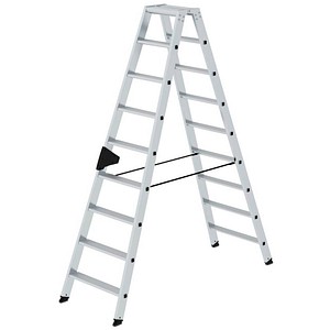 MUNK Stehleiter beidseitig 40218 silber 2x 9 Stufen, H: 298,0 cm
