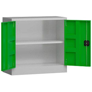 ClassiX Stahlschrank X-530305 lichtgrau, gelbgrün 1 Fachboden 80,0 x 38,0 x 75,0 cm, aufgebaut, 1 St.