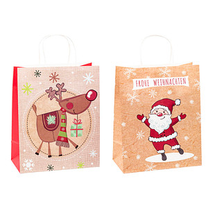 TSI Geschenktüten Weihnachten Kraftpapier Serie 1 Motiv sortiert 26,0 x 32,0 cm, 6 St.