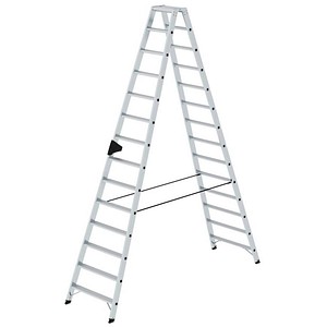 MUNK Stehleiter beidseitig 40228 silber 2x 14 Stufen, H: 325,0 cm