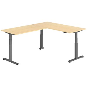 HAMMERBACHER XDSMW1916 elektrisch höhenverstellbarer Schreibtisch ahorn rechteckig, T-Fuß-Gestell grau 180,0 x 240,0 cm