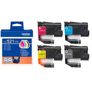 brother LC-521VAL schwarz, cyan, magenta, gelb Druckerpatronen, 4er-Set