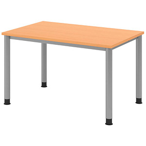 HAMMERBACHER HS12 höhenverstellbarer Schreibtisch buche rechteckig, 4-Fuß-Gestell silber 120,0 x 80,0 cm