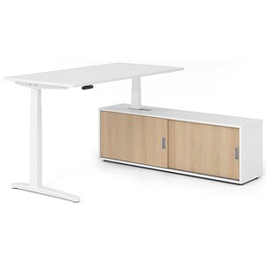 HAMMERBACHER XBHM16SB elektrisch höhenverstellbarer Schreibtisch weiß rechteckig, C-Fuß-Gestell weiß 160,0 x 80,0 cm