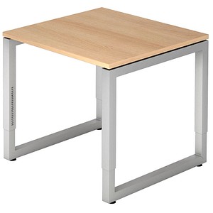 HAMMERBACHER RS08 höhenverstellbarer Schreibtisch eiche quadratisch, O-Fuß-Gestell silber 80,0 x 80,0 cm