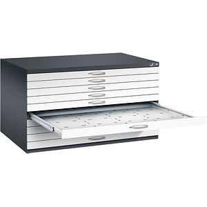 CP 7200 Planschrank schwarzgrau, verkehrsweiß 10 Schubladen 135,0 x 96,0 x 76,0 cm, 1 St.