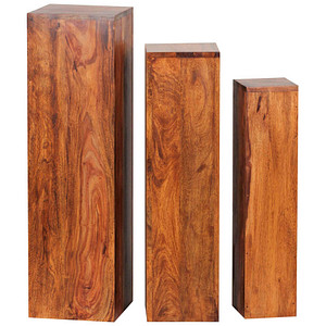 WOHNLING Beistelltische-Set quadratisch Massivholz sheesham, 3 St.