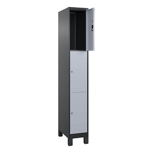 CP Schließfachschrank Classic Plus schwarzgrau, weißaluminium 080010-103 S10029, 3 Schließfächer 30,0 x 50,0 x 195,0 cm