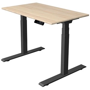Kerkmann Move 1 stable elektrisch höhenverstellbarer Schreibtisch ahorn rechteckig, T-Fuß-Gestell grau 100,0 x 60,0 cm