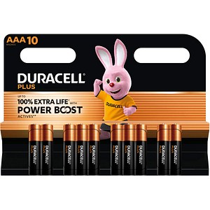 DURACELL Batterien PLUS Alkali-Mangan Micro AAA 1,5 V, 10 St.
