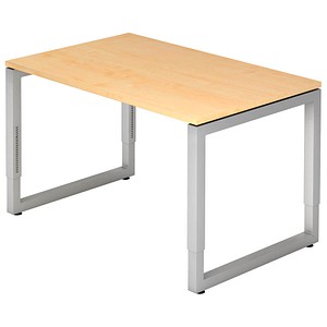 HAMMERBACHER RS12 höhenverstellbarer Schreibtisch ahorn rechteckig, O-Fuß-Gestell silber 120,0 x 80,0 cm
