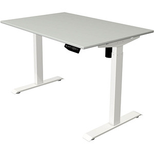 Kerkmann Move 1 elektrisch höhenverstellbarer Schreibtisch lichtgrau rechteckig, T-Fuß-Gestell weiß 120,0 x 80,0 cm