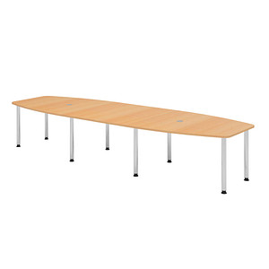 HAMMERBACHER Konferenztisch KT40C buche Tonnenform, Rundrohr chrom, 400,0 x 85,0/130,0 x 72,0 - 74,0 cm