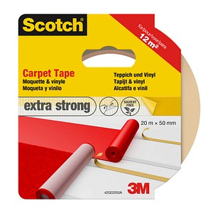 Scotch Teppichklebeband extra stark doppelseitiges Klebeband 50,0 mm x 20,0 m, 1 Rolle
