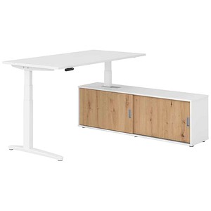 HAMMERBACHER XBHM16SB elektrisch höhenverstellbarer Schreibtisch weiß rechteckig, C-Fuß-Gestell weiß 160,0 x 80,0 cm