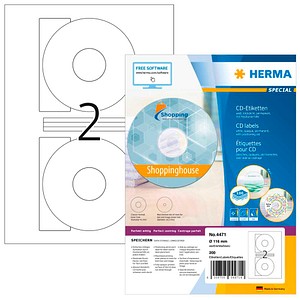HERMA CD-Etiketten 4471 weiß, 200 Etiketten