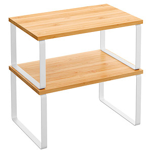 SONGMICS Küchen-Organizer bambus, weiß 29,7 x 19,5/18,5 x 15,8/13,7 cm, 2 St.