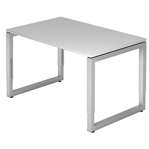 HAMMERBACHER RS12 höhenverstellbarer Schreibtisch lichtgrau rechteckig, O-Fuß-Gestell silber 120,0 x 80,0 cm