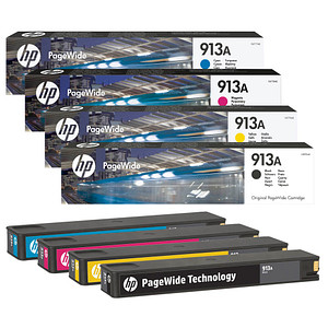 HP 913A(L0R95AE/F6T77AE/F6T78AE/F6T79AE) schwarz, cyan, magenta, gelb Druckerpatronen, 4er-Set