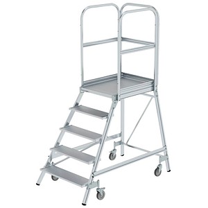 MUNK Podestleiter 50105 fahrbar silber 5 Stufen, H: 220,0 cm