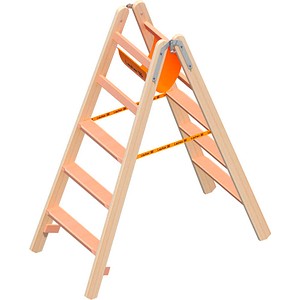Layher Stehleiter beidseitig 1020 braun 2x 5 Stufen, H: 140,0 cm