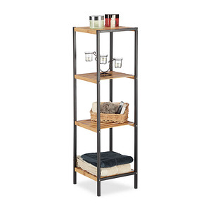 relaxdays Beistellregal braun/schwarz 30,0 x 30,0 x 104,0 cm, 1 St.