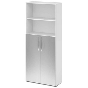 HAMMERBACHER Regalschrank 4770, V4770/W/S/BM weiß, silber 80,0 x 34,6 x 188,0 cm, 1 St.