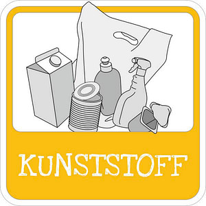 SafetyMarking® Hinweisschild "Mülltrennung Kunststoff" quadrat 10,0 x 10,0 cm, 1 St.