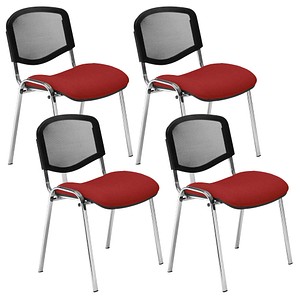 Nowy Styl Besucherstühle Iso Ergo Mesh bordeaux Stoff, 4 St.