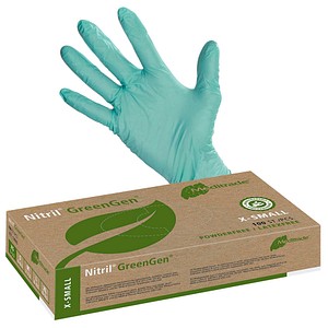 Meditrade® unisex Einmalhandschuhe Nitril® GreenGen® grün Größe XS, 100 St.